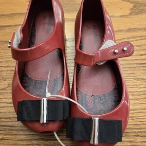 New Mini Melissa Peep Toe Bow Shoes - Mary Jane Style.  Size 10 Girls Toddler